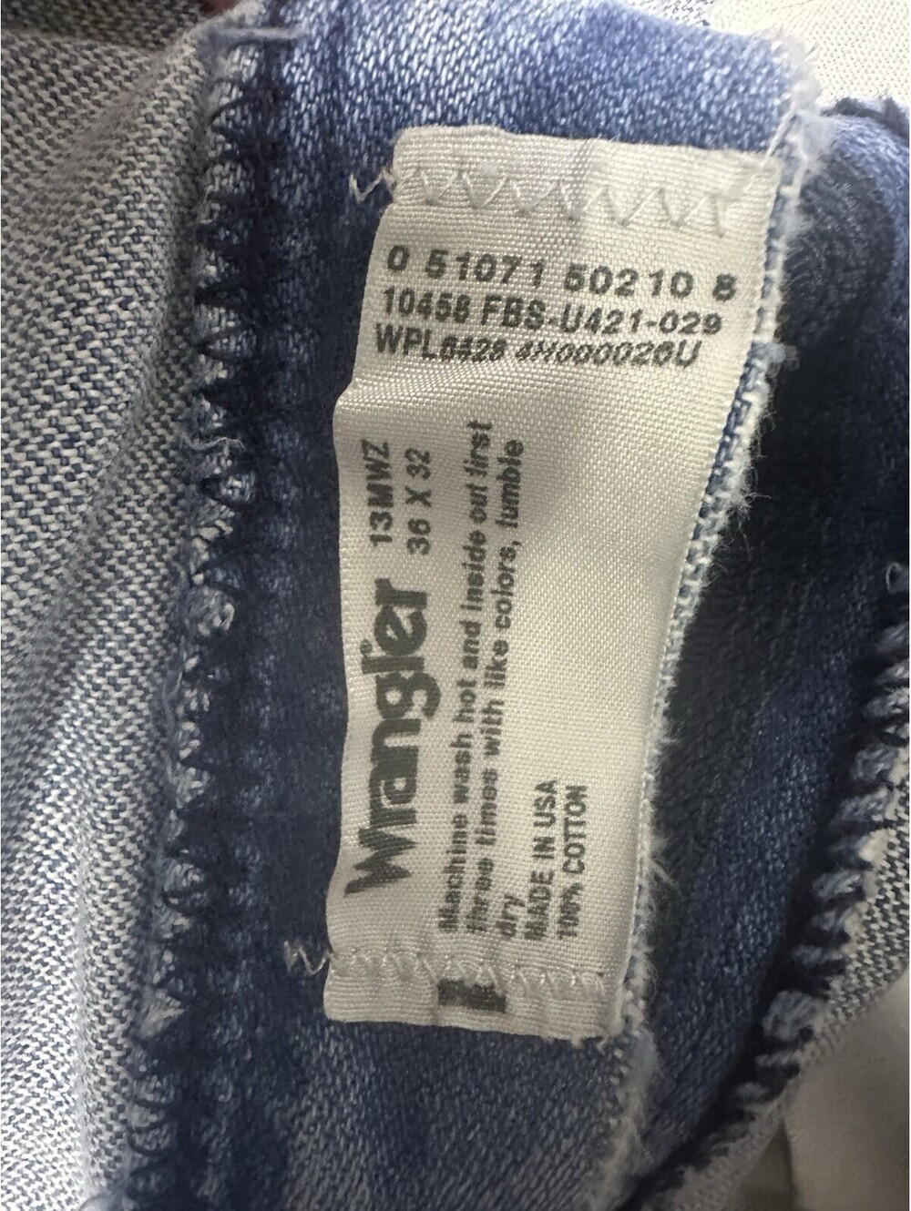 Vintage Wrangler 13MWZ Cowboy Cut Jeans 36x32 Made USA Faded Western Denim